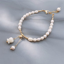Load image into Gallery viewer, Baroque Pearl Bracelet Women's Lily of The Valley Fashion Tulip Flower Pendant Bracelet Women Jewelry
