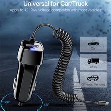Load image into Gallery viewer, Car Charger With Spring Micro USB Type C Cable For iPhone 12 11 XR 8 Cigarette Lighter USB Truck Car Charger For Phone
