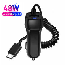 Load image into Gallery viewer, Car Charger With Spring Micro USB Type C Cable For iPhone 12 11 XR 8 Cigarette Lighter USB Truck Car Charger For Phone
