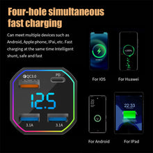 Load image into Gallery viewer, 66W 4 Ports Car Charger Fast Charging PD QC3.0 USB C Car Phone Charger Type C Adapter in Car For iPhone Samsung Huawei Xiaomi

