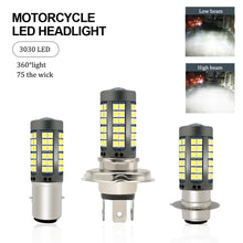 Load image into Gallery viewer, BA20D/H4/P15D LED Motorcycle Headlight Bulbs 8000LM Hi Lo Lamp Motorbike Headlight DRL Bright 3030 Chips 75smd
