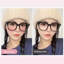 Load image into Gallery viewer, Fashion Women Decorative Sunglasses Round for Ladies Eyeglasses Black Frame Fake Powder Blusher Plain Glasses No Need Makeup
