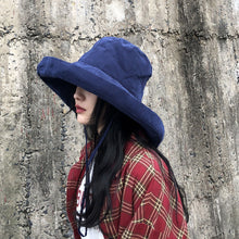 Load image into Gallery viewer, Foldable Wide-Brimmed Fisherman's Hat sun Block Cap UV Black Glue Hat Sun Block Face Beach Straw Hat
