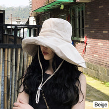 Load image into Gallery viewer, Foldable Wide-Brimmed Fisherman's Hat sun Block Cap UV Black Glue Hat Sun Block Face Beach Straw Hat
