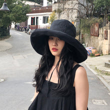 Load image into Gallery viewer, Foldable Wide-Brimmed Fisherman's Hat sun Block Cap UV Black Glue Hat Sun Block Face Beach Straw Hat

