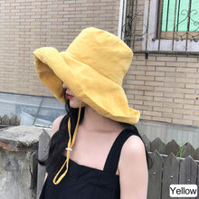 Load image into Gallery viewer, Foldable Wide-Brimmed Fisherman's Hat sun Block Cap UV Black Glue Hat Sun Block Face Beach Straw Hat
