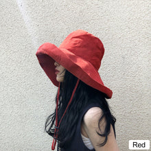 Load image into Gallery viewer, Foldable Wide-Brimmed Fisherman's Hat sun Block Cap UV Black Glue Hat Sun Block Face Beach Straw Hat

