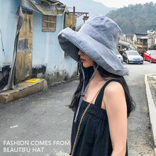 Load image into Gallery viewer, Foldable Wide-Brimmed Fisherman's Hat sun Block Cap UV Black Glue Hat Sun Block Face Beach Straw Hat
