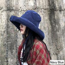 Load image into Gallery viewer, Foldable Wide-Brimmed Fisherman's Hat sun Block Cap UV Black Glue Hat Sun Block Face Beach Straw Hat
