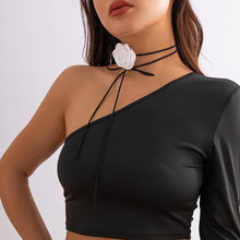 Load image into Gallery viewer, Romantic Gothic Big Rose Flower Clavicle Chain Necklace for Women Ladies Korean Fashion Adjustable Rope Choker Y2K Accessories
