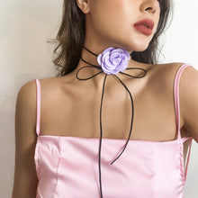 Load image into Gallery viewer, Romantic Gothic Big Rose Flower Clavicle Chain Necklace for Women Ladies Korean Fashion Adjustable Rope Choker Y2K Accessories
