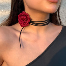 Load image into Gallery viewer, Romantic Gothic Big Rose Flower Clavicle Chain Necklace for Women Ladies Korean Fashion Adjustable Rope Choker Y2K Accessories
