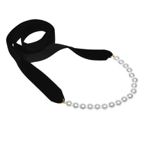Load image into Gallery viewer, Punk Long Wide Black Velvet Ribbon Choker Bow Tie Simulated Pearl Beads Charm Collar Necklace Jewelry New Year Gifts
