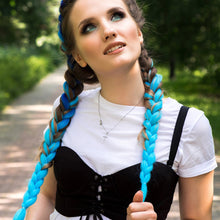 Load image into Gallery viewer, Hair Ties Elastic Jumbo Braid Hair Wig Hair Bands for Girls Pigtails Long Wig Hair Rope Bows Hair Accessories
