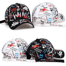 Load image into Gallery viewer, Black And White Lettering Fashion Hipster Cap Hip Hop Street Fashion Baseball Cap Breathable Shade Peaked Sunscreen Hat
