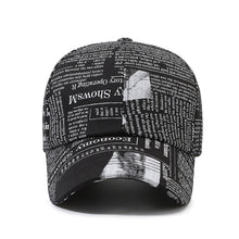 Load image into Gallery viewer, Newspaper Pattern Personality Graffiti Baseball Cap Fashion Street Hip Hop Duck Cap Outdoor Sports Visor Sun Protection Visor Hat Truck Driver Hat
