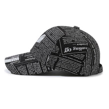 Load image into Gallery viewer, Newspaper Pattern Personality Graffiti Baseball Cap Fashion Street Hip Hop Duck Cap Outdoor Sports Visor Sun Protection Visor Hat Truck Driver Hat
