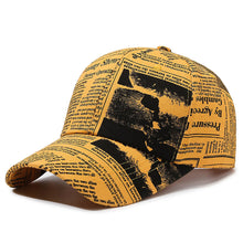 Load image into Gallery viewer, Newspaper Pattern Personality Graffiti Baseball Cap Fashion Street Hip Hop Duck Cap Outdoor Sports Visor Sun Protection Visor Hat Truck Driver Hat
