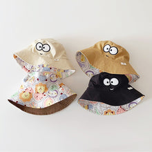 Load image into Gallery viewer, Children's Cartoon Cute Big Eyes Fisherman Hat Double-Sided Wearable Cartoon Graffiti Sun Visor Cap Breathable Unique Fashion Accessories
