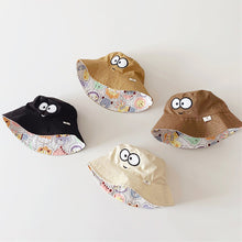 Load image into Gallery viewer, Children's Cartoon Cute Big Eyes Fisherman Hat Double-Sided Wearable Cartoon Graffiti Sun Visor Cap Breathable Unique Fashion Accessories
