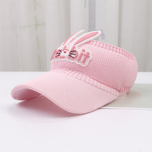Load image into Gallery viewer, Children's Summer Knitted Breathable Empty Top Sun Hat Widened Brim Fashion Cute Cartoon Three-Dimensional Little Rabbit Style Cap
