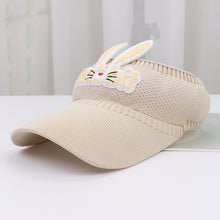 Load image into Gallery viewer, Children's Summer Knitted Breathable Empty Top Sun Hat Widened Brim Fashion Cute Cartoon Three-Dimensional Little Rabbit Style Cap
