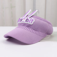 Load image into Gallery viewer, Children's Summer Knitted Breathable Empty Top Sun Hat Widened Brim Fashion Cute Cartoon Three-Dimensional Little Rabbit Style Cap
