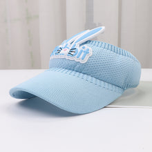 Load image into Gallery viewer, Children's Summer Knitted Breathable Empty Top Sun Hat Widened Brim Fashion Cute Cartoon Three-Dimensional Little Rabbit Style Cap
