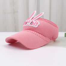 Load image into Gallery viewer, Children's Summer Knitted Breathable Empty Top Sun Hat Widened Brim Fashion Cute Cartoon Three-Dimensional Little Rabbit Style Cap
