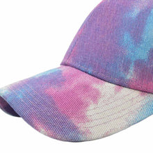 Load image into Gallery viewer, Fashion Men And Women Tie-Dye Sun Hat Adjustable Back Opening Cross Style Baseball Cap Summer Ponytail Hip Hop Mesh Cap
