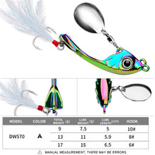 Load image into Gallery viewer, Lure Bait Metal Rotating Glitter Bait Long Throw Flutter Swim VIB Zinc Alloy Hard Fishhook Suitable For Warping Mouth Mandarin Fish Bass Fishing Accessories
