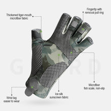 Load image into Gallery viewer, Summer Ice Silk Sunscreen Luya Gloves Men's Half Finger Outdoor Sweat-Absorbing Breathable Anti-Slip Anti-Thorn Gloves Tiger Mouth Thickened Elastic Sports Fishing Equipment
