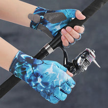 Load image into Gallery viewer, Summer Ice Silk Sunscreen Luya Gloves Men's Half Finger Outdoor Sweat-Absorbing Breathable Anti-Slip Anti-Thorn Gloves Tiger Mouth Thickened Elastic Sports Fishing Equipment
