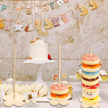 Load image into Gallery viewer, 1Pcs Wooden Doughnut Stand Donut Wall Display Holder Wedding Party Decor Dessert Doughnut Table Holder Kids Birthday
