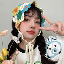 Load image into Gallery viewer, Sweet Cute Strap Hair Bag Headscarf Hat Small Mushroom Strawberry Handmade Crochet Hollow Triangle Headband Towel
