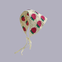 Load image into Gallery viewer, Sweet Cute Strap Hair Bag Headscarf Hat Small Mushroom Strawberry Handmade Crochet Hollow Triangle Headband Towel
