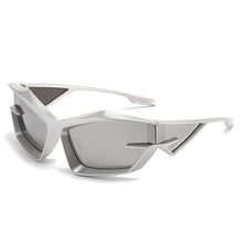 Load image into Gallery viewer, Retro UV400 Sunglasses Fashion Cat Eye Irregular Glasses Women Men Silver Mirror Goggles Unique Punk Sun Glasses Shades
