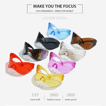Load image into Gallery viewer, Women Men UV400 Punk Goggle Sunglasses Silver Sport Sun Glasses One Piece Eyewear Shades
