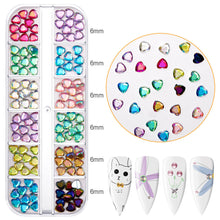 Load image into Gallery viewer, 12 Grids/set Nail Acrylic Rhinestones Flat Bottomed Acrylic Diamonds Multiple Shapes Manicure Art Decoration Ornaments
