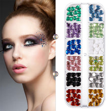 Load image into Gallery viewer, 12 Grids/set Nail Acrylic Rhinestones Flat Bottomed Acrylic Diamonds Multiple Shapes Manicure Art Decoration Ornaments
