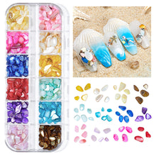 Load image into Gallery viewer, 12 Grids/set Ocean Series Nail Art Ornaments Shell Slices Starfish Pearl Metal Rivets Multiple Styles Manicure Decoration
