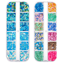 Load image into Gallery viewer, 12 Grids/set Ocean Series Nail Decoration Accessories Metal Rivet Sequins Multiple Styles Manicure Art Ornaments
