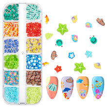 Load image into Gallery viewer, 12 Grids/set Ocean Series Nail Decoration Accessories Metal Rivet Sequins Multiple Styles Manicure Art Ornaments
