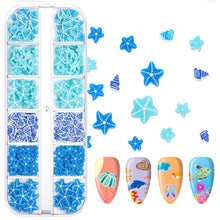 Load image into Gallery viewer, 12 Grids/set Ocean Series Nail Decoration Accessories Metal Rivet Sequins Multiple Styles Manicure Art Ornaments
