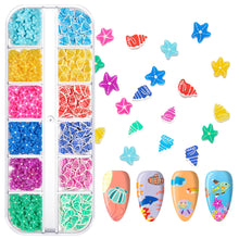 Load image into Gallery viewer, 12 Grids/set Ocean Series Nail Decoration Accessories Metal Rivet Sequins Multiple Styles Manicure Art Ornaments
