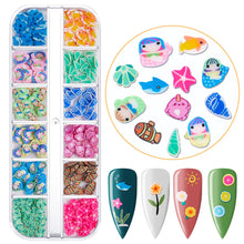 Load image into Gallery viewer, 12 Grids/set Ocean Series Nail Decoration Accessories Metal Rivet Sequins Multiple Styles Manicure Art Ornaments
