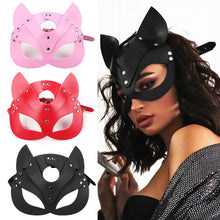Load image into Gallery viewer, Leather SM Fox Eye Mask Ball Role Playing Mask PU Fun Mask Foreign Trade Cross Border Adult Performance Props
