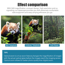 Load image into Gallery viewer, 36x Upgrade High-Definition Telephoto Mobile Phone Lens Universal Single-Tube External Focusing Fishing Observation Telescope
