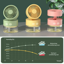 Load image into Gallery viewer, Portable Fan Air Humidifier 350ml Water Cooler Table Fan Usb Rechargeable Fan Essential Oil Diffuser Night Light Car Fan
