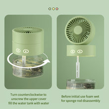 Load image into Gallery viewer, Portable Fan Air Humidifier 350ml Water Cooler Table Fan Usb Rechargeable Fan Essential Oil Diffuser Night Light Car Fan
